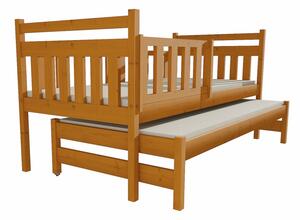 Dětská postel s výsuvnou přistýlkou z MASIVU 200x90cm SE ŠUPLÍKY - DPV004