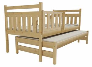 Dětská postel s výsuvnou přistýlkou z MASIVU 200x90cm SE ŠUPLÍKY - DPV004