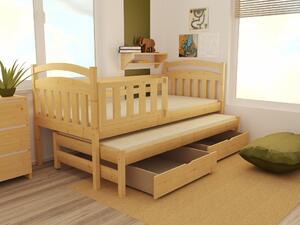 Dětská postel s výsuvnou přistýlkou z MASIVU 180x80cm bez šuplíku - DPV008