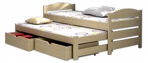 Dětská postel s výsuvnou přistýlkou z MASIVU 200x80cm bez šuplíku - DPV009