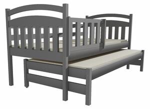 Dětská postel s výsuvnou přistýlkou z MASIVU 200x90cm SE ŠUPLÍKY - DPV008