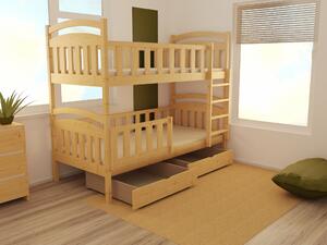 Dětská patrová postel z MASIVU 200x90cm se šuplíky - PP007
