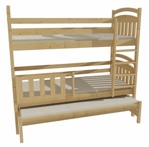 Dětská patrová postel s přistýlkou z MASIVU 200x90cm SE ŠUPLÍKY - PPV001