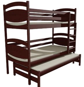 Dětská patrová postel s přistýlkou z MASIVU 200x80cm bez šuplíku - PPV003