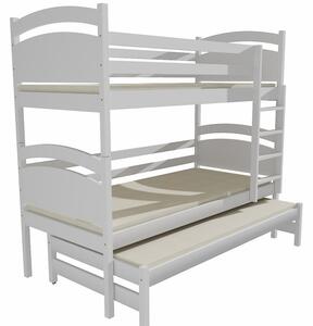 Dětská patrová postel s přistýlkou z MASIVU 200x80cm bez šuplíku - PPV002