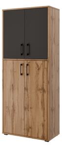 Policová skříň NEJBY GIANNI PREMIUM, korpus: dub wotan, dvířka: antracit/dub wotan