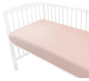 Baby Nellys Mušelínové prostěradlo do postýlky 60 x 120 NATURE double - pudrově růžová