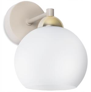 Nástěnná lampa bílá skleněná koule béžová zlatá do ložnice obýváku