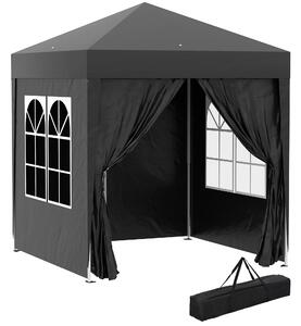 Outsunny Pavilon 2x2m Voděodolný, Skládací Pavilon s 4 Bočními Stěnami, Okna s Odtokovými Otvory, Skládací Párty Stan UV 30+, Zahradní Altán s Taškou