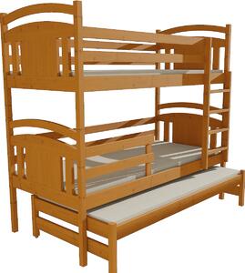 Dětská patrová postel s přistýlkou z MASIVU 180x80cm bez šuplíku - PPV006