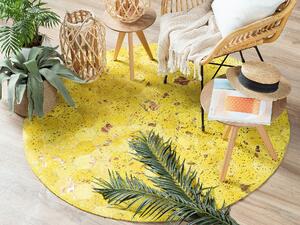 Kožený koberec žlutý ⌀ 140 cm ZEYTIN