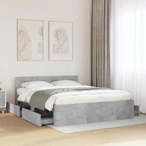 Rám postele s čelem betonově šedý 160 x 200 cm kompozitní dřevo 3295551