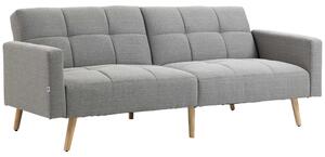 HOMCOM rozkládací pohovka 2v1 205 x 88 x 80 cm, látka s efektem lnu, šedá | Aosom