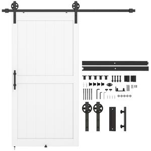 HOMCOM posuvné dveře v country stylu s kolejnicí a kováním, MDF a uhlíková ocel, 106,6 × 213,4 cm, bílá/černá | Aosom