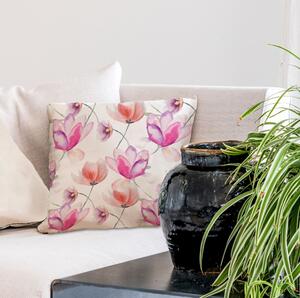 Povlak na polštář pink tulips, canvas bavlna