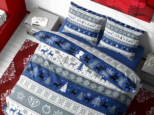 Aaryans flanelové vánoční povlečení De Luxe Zima modré 140x200/70x90cm