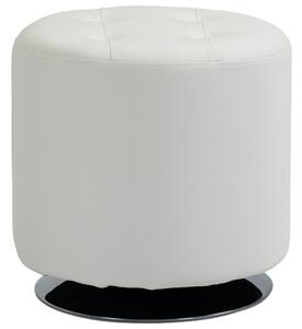 HOMCOM 360° otočný kulatý puf — sedák z PU, chromové ocelové podnoží, Ø 45,5 x V 44,5 cm, bílá | Aosom
