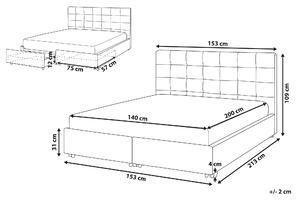 Čalouněná postel 140 x 200 cm s úložným prostorem světle šedá LA ROCHELLE