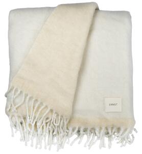 ERNST Pléd z vlněné směsi Fringe Natural White - 130 x 170 cm EF563