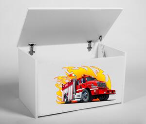 Box na hračky Denia, bílý + hasiči