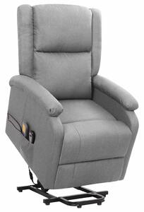 Zvedací masážní křeslo světle šedé textil 329709