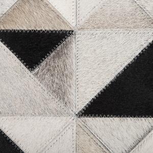 Šedobílý kožený koberec ⌀ 140 cm KIRKLAR