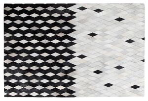 Šedočerný kožený koberec MALDAN 140 x 200 cm