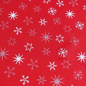 Vánoční látka na ubrusy - Hvězdičky – červené 160