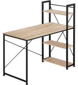 Tectake Počítačový stůl Hershey s integrovanou policí 122x61x120cm - Industrial světlé dřevo, dub Sonoma