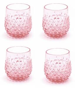 Sada ručně foukaných sklenic 4 ks Růžová 200 ml