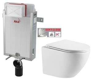 ALCADRAIN Renovmodul - předstěnový instalační systém bez tlačítka + WC INVENA LIMNOS WITH SOFT, včetně soft/close sedátka AM115/1000 X LI1