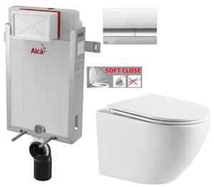 ALCADRAIN Renovmodul - předstěnový instalační systém s chromovým tlačítkem M1721 + WC INVENA LIMNOS WITH SOFT, včetně soft/close sedátka AM115/1000 M1721 LI1