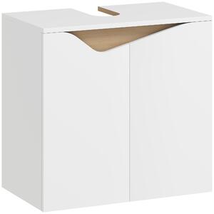 HOMCOM podumyvadlová skříňka s tlumeným dovíráním, bílá/přírodní dekor — 60 × 35 × 57,9 cm (23,6 × 13,8 × 22,8 palce) | Aosom