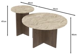 SADA 2x Konferenční stolek PURO pr. 40/70 cm ořech/béžová