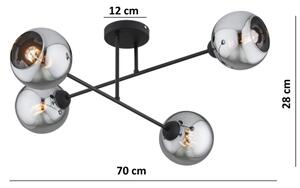 Brilagi - Přisazený lustr DIOR 4xE27/60W/230V černá/kouřová šedá