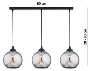 Brilagi - Lustr na lanku DIOR 3xE27/60W/230V černá/kouřová šedá