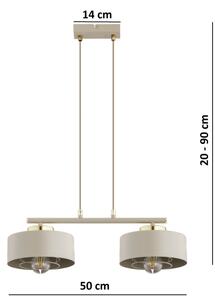 Brilagi - Lustr na lanku SPRING 2xE27/60W/230V béžová/zlatá