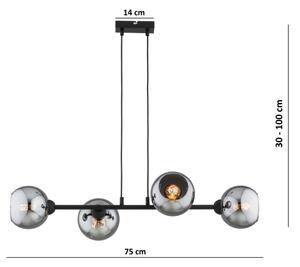 Brilagi - Lustr na lanku DIOR 4xE27/60W/230V černá/kouřová šedá
