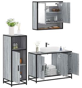 3dílný set koupelnového nábytku šedý sonoma kompozitní dřevo 3300983