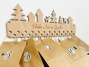 Dřevěný adventní kalendář Těšíme se na Ježíška