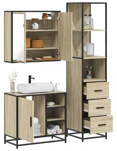 3dílný set koupelnového nábytku dub sonoma kompozitní dřevo 3301146