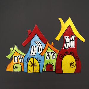 AMADEA Dřevěný magnet domky - mix barev 10 cm