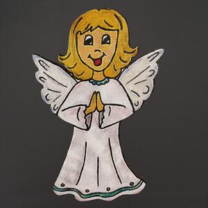 AMADEA Dřevěný magnet anděl, 10 cm