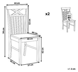 Sada 2 dřevěných jídelních židlí světlé dřevo/bílá HOUSTON
