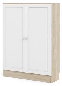 Skříň Bask 79 x 28,3 x 107,2 cm, dveře dřevo, dub sonoma / bílá