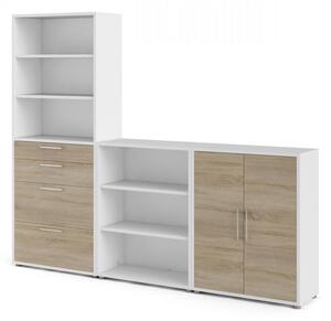 Skříň Modulo 267 x 40 x 221,5 cm, bílá / dub sonoma