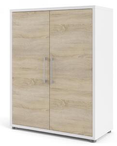 Skříň Modulo 89 x 40 x 113 cm, dveře dřevo, bílá / dub sonoma