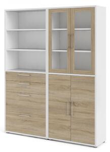 Skříň Modulo 178 x 40 x 221,5 cm, bílá / dub sonoma