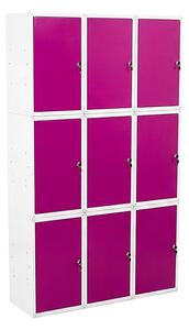 9x Uzamykatelná kovová skříňka Trestles SKM 350x350x700, fialová dvířka
