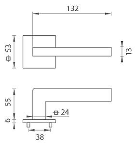 Dveřní kování MP - PRIMA - HR SQ6 (BS - Černá matná), klika-klika, Otvor na cylidrickou vložku, MP BS (černá mat)